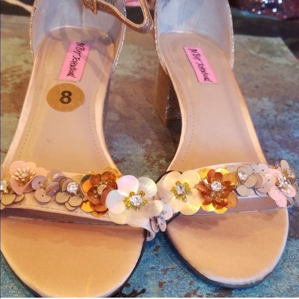 Betsey Johnson Glitter & Floral Sandals